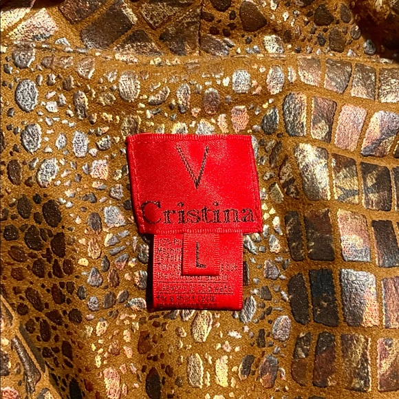 CHRISTINA Women’s Brown Metallic Embossed Jacket with shades of Copper SZ: Large - Picture 8 of 13